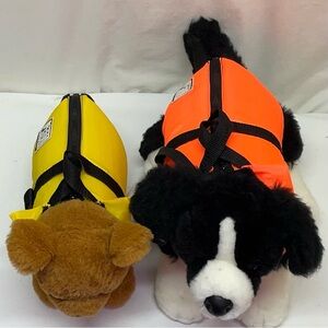 Fido Float Dog Life Jacket /Bundle of 2/Size X-Small & XX-Small -Yellow & Orange